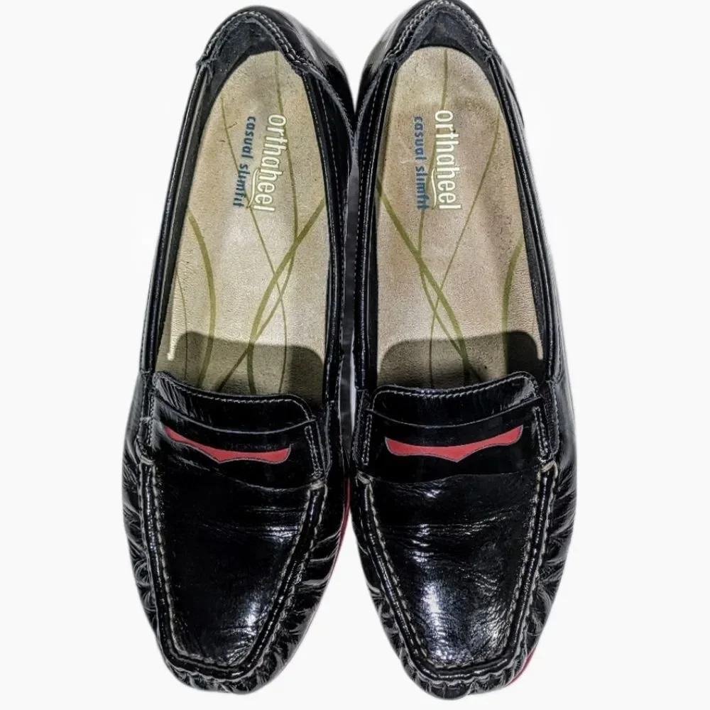 SAS Shoes Women's Penny J Slip On Penny Loafer Red on Black Sz 9.5